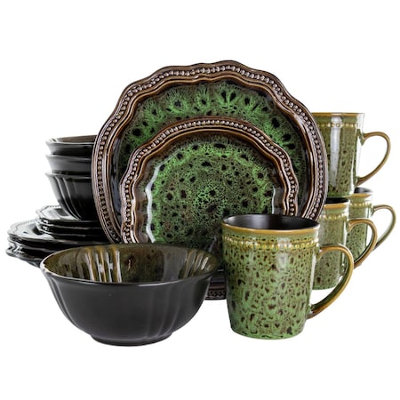 Fastfood 16 Piece Jade Waves Stoneware Dinnerware Set, Green FA2139989